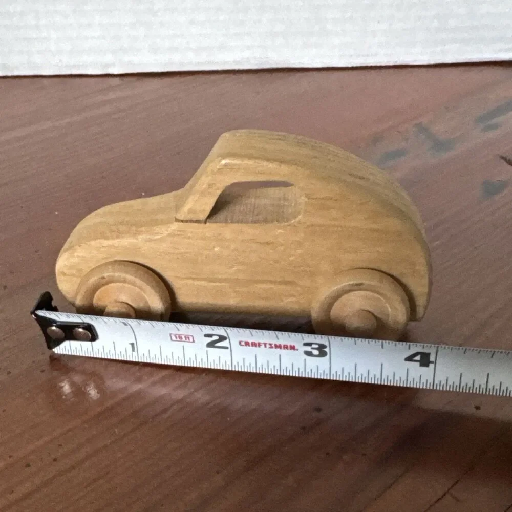 2 Wooden Vehicles 1 Wooden Tractor And 1 Car Wood Toy Collectible